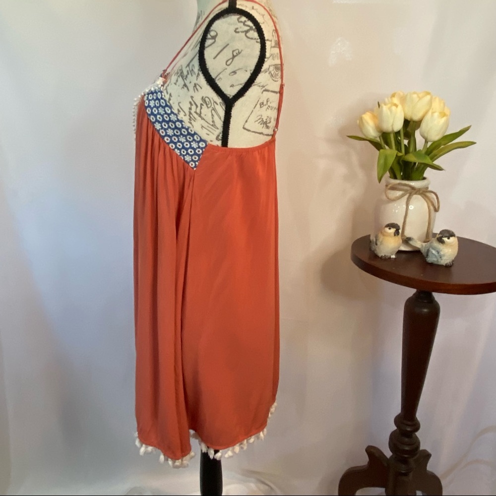 JODIFL Eyelet Baby Doll Dress Peach Blue Low Back Crochet Trim Adjustable Straps - Picture 3 of 9